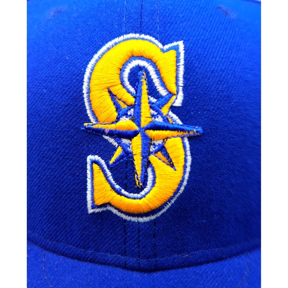 New Era 59FIFTY Seattle Mariners Fitted Hat Royal Blue Yellow Size 7 1/2 MLB Cap - Picture 3 of 10